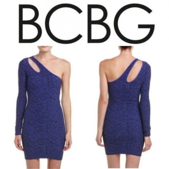 BCBG Generation Bodycon One Shoulder Stretch Dress Size XS Small Purple Blue - Picture 1 of 9